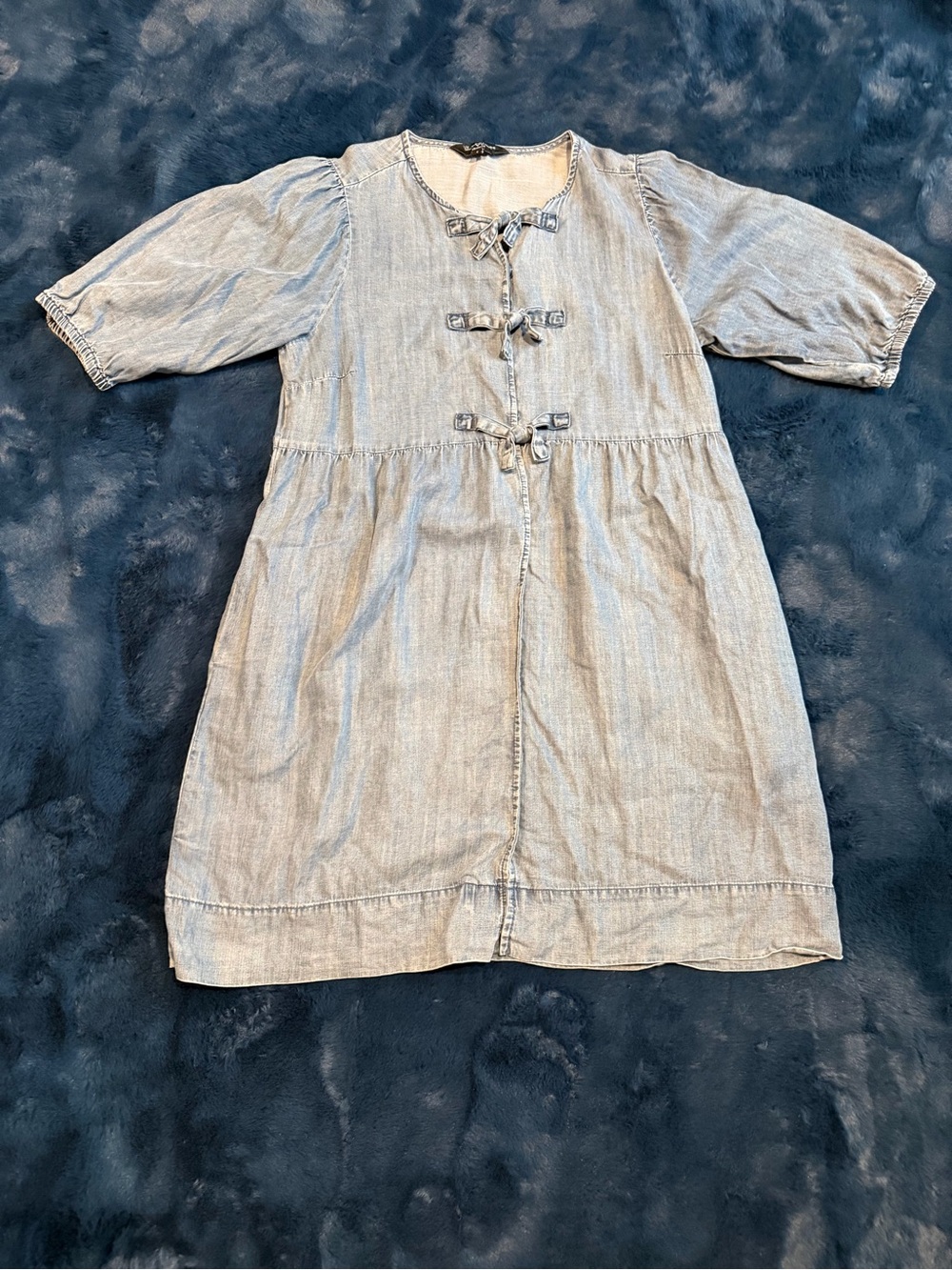 Velvet Heart Light Blue Denim Mini Dress with Toggle Ties
